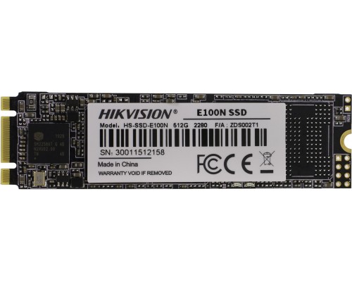 Накопитель HikVision E100N HS-SSD-E100N/512G SSD, M.2, 512Gb, SATA-III, чтение  550 Мб/сек, запись  510 Мб/сек, 3D NAND, SM2258XT, 140 TBW