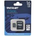 Карта памяти Patriot LX Series PSF16GMCSDHC10 microSD, 16Gb, Class10, UHS Class 1, чтение  до 80 Мб/сек, с SD адаптером