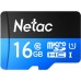 Карта памяти Netac P500 NT02P500STN-016G-R microSD, 16Gb, Class10, UHS-I Class 1 (U1), чтение  до 80 Мб/сек, с SD адаптером