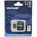 Карта памяти Patriot LX Series PSF128GMCSDXC10 microSD, 128Gb, Class10, UHS Class 1, чтение  до 80 Мб/сек, с SD адаптером