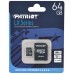 Карта памяти Patriot LX Series PSF64GMCSDXC10 microSD, 64Gb, Class10, UHS Class 1, чтение  до 80 Мб/сек, с SD адаптером