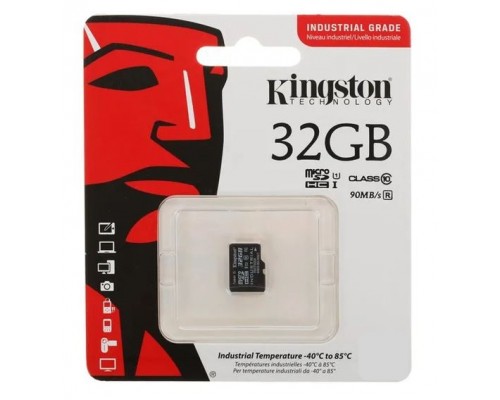 Карта памяти Kingston Industrial SDCIT2/32GBSP microSD, 32Gb, Class10, UHS-I, U3, V30, A1, чтение  100 Мб/с, без адаптера