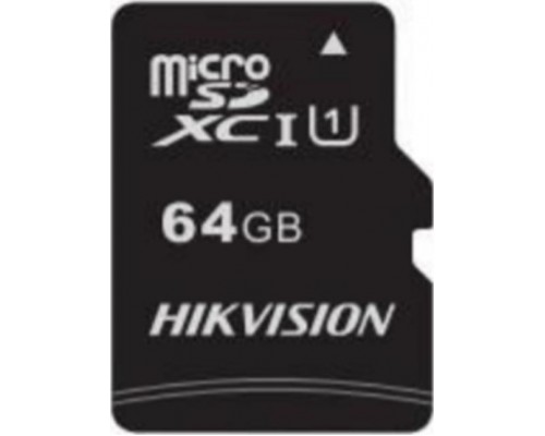 Карта памяти Hikvision HS-TF-C1(STD)/64G/ADAPTER microSD, 64Gb, Class10, UHS-I (U1), V10, чтение  до 92 Мб/сек, с SD адаптером