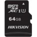 Карта памяти Hikvision HS-TF-C1(STD)/64G/ADAPTER microSD, 64Gb, Class10, UHS-I (U1), V10, чтение  до 92 Мб/сек, с SD адаптером