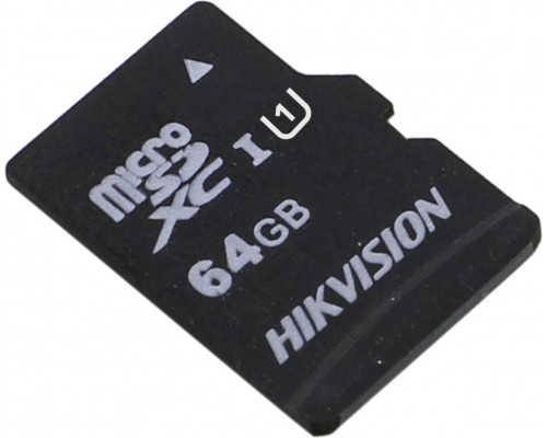 Карта памяти Hikvision HS-TF-C1(STD)/64G/ADAPTER microSD, 64Gb, Class10, UHS-I (U1), V10, чтение  до 92 Мб/сек, с SD адаптером