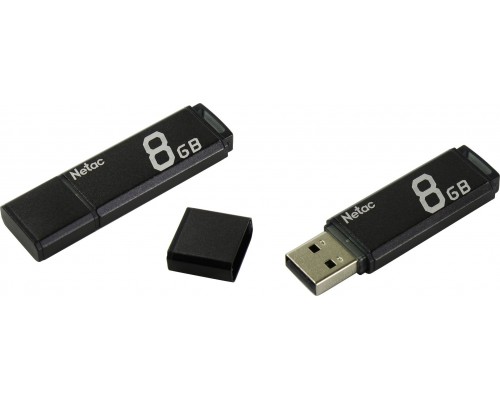 Флеш карта Netac U351 NT03U351N-008G-20BK 8Gb, USB 2.0, с колпачком, пластик, черный