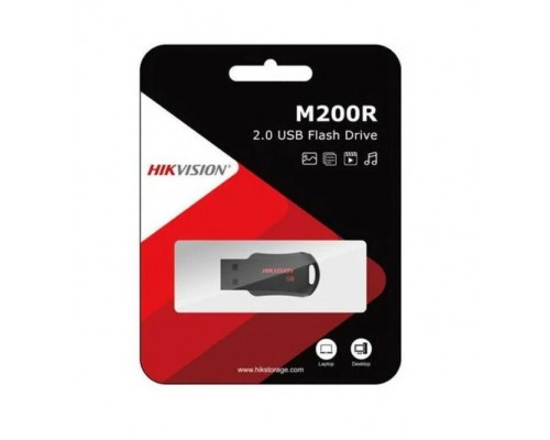 Флеш карта Hikvision M200R HS-USB-M200R(STD)/USB2.0/64G 64Gb, USB 2.0, пластик, черный/красный