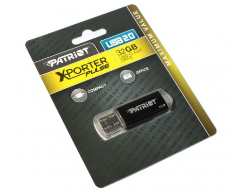 Флеш карта Patriot Xporter Pulse PSF32GXPPBUSB 32Gb, USB 2.0, пластик, с колпачком, черный