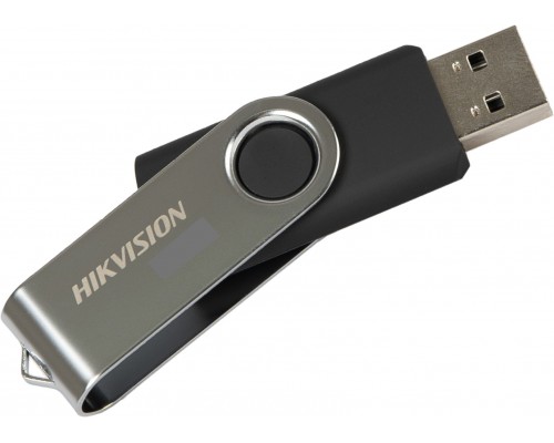 Флеш карта Hikvision M200S HS-USB-M200S(STD)/32G/OD 32Gb, USB 2.0, металл/пластик, поворотная скоба, серый/черный