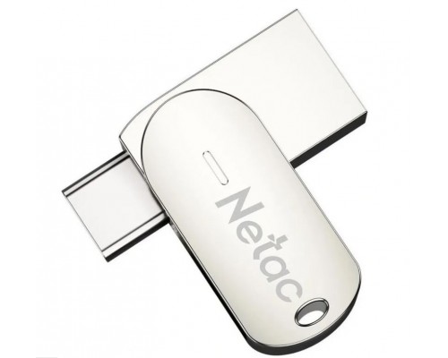Флеш карта Netac U785C NT03U785C-016G-30PN 16Gb, USB 3.0 + USB Type C, поворотная крышка, металл, серебристый