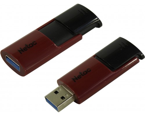 Флеш карта Netac U182 Red NT03U182N-256G-30RE 256Gb, USB 3.0, выдвижной коннектор, пластик, красный/черный