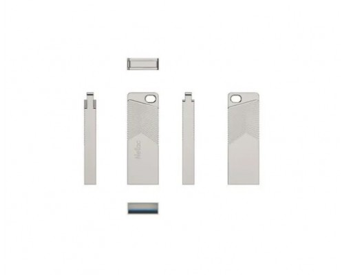 Флеш карта Netac UM1 NT03UM1N-064G-32PN 64Gb, USB 3.2, 5 Гбит/сек, металл, серебристая