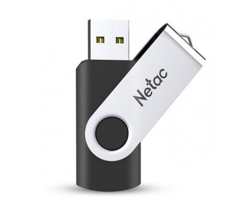 Флеш карта Netac U505 NT03U505N-256G-30BK 256Gb, USB 3.0, поворотная крышка, пластик/металл, черный/серебристый