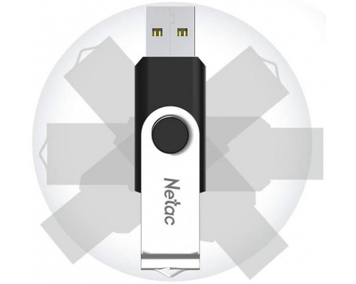 Флеш карта Netac U505 NT03U505N-256G-30BK 256Gb, USB 3.0, поворотная крышка, пластик/металл, черный/серебристый