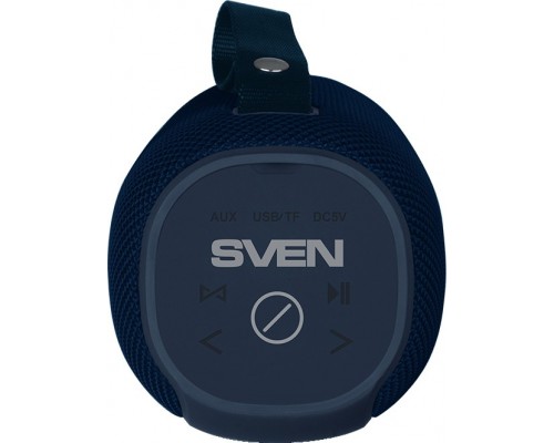 Портативная колонка Sven PS-295 blue стерео, 20 Вт, 60-20000 Гц, Bluetooth, TWS, FM-тюнер, microSD, microUSB/USB, mini jack 3.5 мм, 3000 мАч, IPX6, синяя