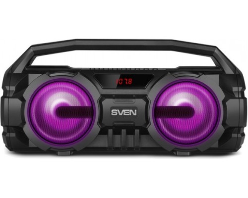 Портативная колонка Sven PS-415 Black, 12 Вт, 100-20000 Гц, Bluetooth, FM, microSD, USB, AUX, MP3, дисплей, 1500 мАч, черная