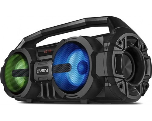 Портативная колонка Sven PS-415 Black, 12 Вт, 100-20000 Гц, Bluetooth, FM, microSD, USB, AUX, MP3, дисплей, 1500 мАч, черная