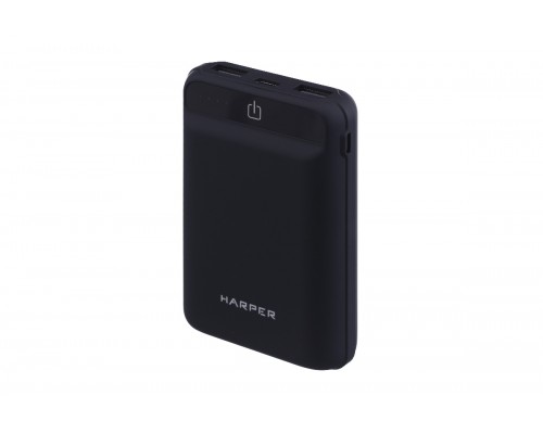 Внешний аккумулятор Harper PB-10005 black 10000 mAh, 2х USB/microUSB/USB Type-C, 2 А, 5 Вт, Li-Pol, фонарик, черный