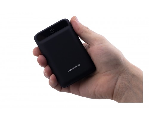 Внешний аккумулятор Harper PB-10005 black 10000 mAh, 2х USB/microUSB/USB Type-C, 2 А, 5 Вт, Li-Pol, фонарик, черный