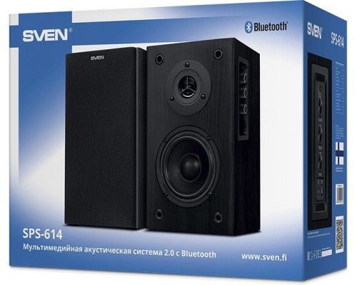 Колонки Sven SPS-614 SV-020262 2.0, стерео, 40-22000 Гц, 40 Вт, Bluetooth, выход для наушников, MDF черный