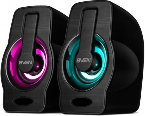 Колонки Sven 255 SV-020149 2.0, стерео, 100-20000 Гц, 6 Вт, порт USB, RGB подсветка, 53 мм, черные