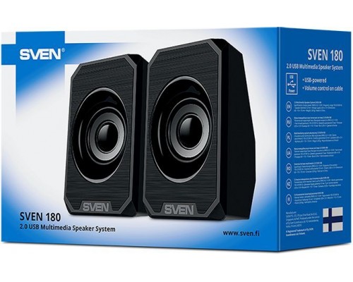 Колонки Sven 180 SV-020248 2.0, стерео, 100-20000 Гц, 6 Вт, порт USB, динамики 53 мм, цвет  черный