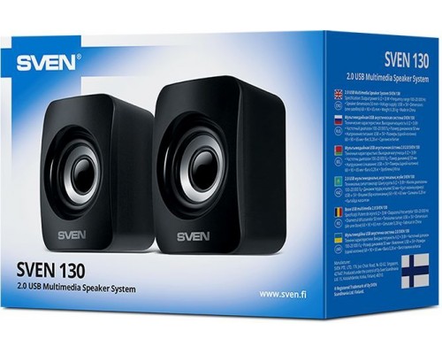 Колонки Sven 130 SV-020224 2.0, стерео, 100-20000 Гц, 6 Вт, порт USB, динамики 50 мм, цвет  черный