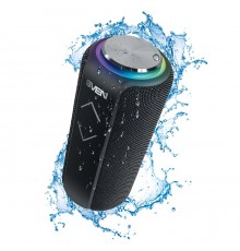 Портативная колонка Sven PS-275 стерео, 12 Вт, 120-20000 Гц, Bluetooth, TWS, FM-тюнер, microSD, microUSB/USB, mini jack 3.5 мм, 2400 мАч, IPX5, черная                                                                                                    