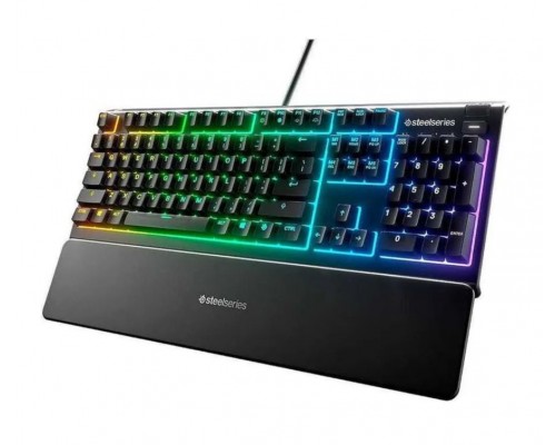 Клавиатура SteelSeries Apex 3 SS64805 мембранная проводная USB, подсветка RGB, IP32, USB-хаб, черная