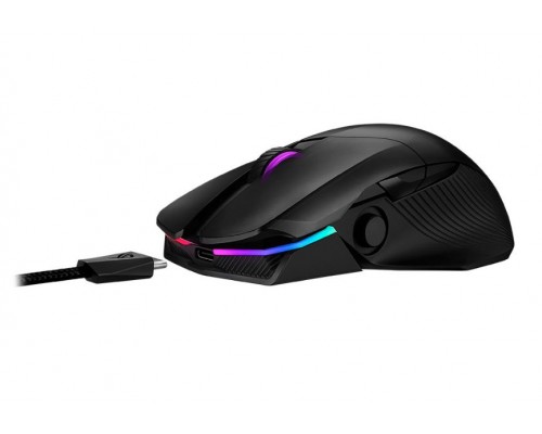 Мышь ASUS ROG Chakram оптическая, беспроводная/проводная, 16000 dpi, 2.4 ГГц/Bluetooth/USB, Qi, RGB подсветка, доп.джойстик, цвет  черная