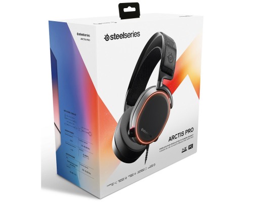 Гарнитура SteelSeries Arctis Pro black SS61486 проводная, звук 7.1, 10-40000 Гц, 32 Ом, 102 дБ, USB/mini jack 3.5 mm, 100-10000 Гц, -38 дБ, 40 мм, RGB подсветка