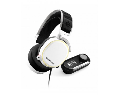 Гарнитура SteelSeries Arctis Pro+GameDAC white SS61454 проводная, 10-40000 Гц, 32 Ом, 102 дБ, USB/mini jack 3.5 mm, 100-10000 Гц, -38 дБ, 40 мм, звуковая карта с OLED-дисплеем