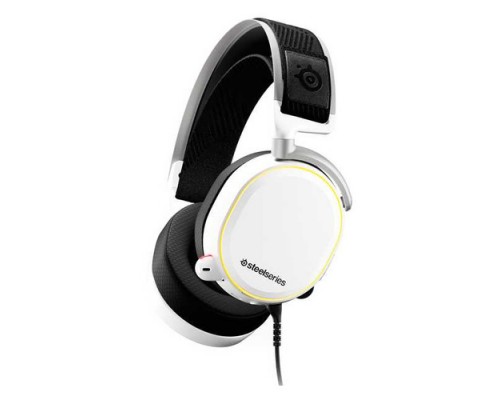 Гарнитура SteelSeries Arctis Pro+GameDAC white SS61454 проводная, 10-40000 Гц, 32 Ом, 102 дБ, USB/mini jack 3.5 mm, 100-10000 Гц, -38 дБ, 40 мм, звуковая карта с OLED-дисплеем