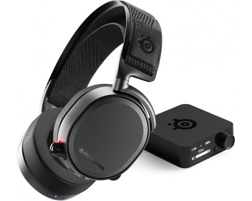 Гарнитура SteelSeries Arctis Pro Wireless black SS61473 беспроводная, 10-40000 Гц, 32 Ом, 102 дБ, 2.4 ГГц/Bluetooth/USB/mini jack 3.5 mm, 100-10000 Гц, -38 дБ, зарядная станция