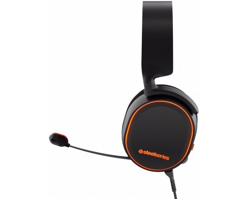 Гарнитура SteelSeries Arctis 5 black SS61504 проводная, звук 7.1, 20-22000 Гц, 32 Ом, 98 дБ,USB/mini jack 3.5 mm, 100-10000 Гц, -48 дБ, 40 мм, RGB подсветка, черная