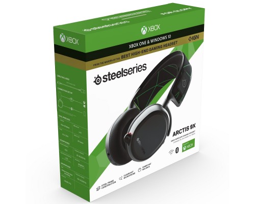 Гарнитура SteelSeries Arctis 9X SS61481 для Xbox беспроводная, звук 7.1, 20-20000 Гц, 32 Ом, 98 дБ, Bluetooth/mini jack 3.5 mm/USB, 100-10000 Гц, -38 дБ, 40 мм