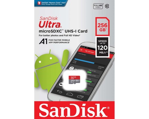 Карта памяти SanDisk 256GB Ultra microSDXC 120MB/s  A1 Class 10 UHS-I