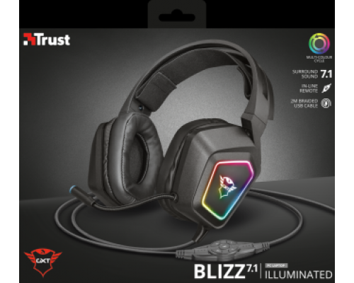 Гарнитура игровая RGB 7.1 Trust GXT450 BLIZZ (арт. 23191)