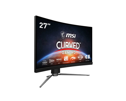 Монитор LCD 27'' MPG ARTYMIS 273CQR 16:9 2560х1440(WQHD) VA, Curved, nonGLARE, 250cd/m2, H178°/V178°, 3000:1, 100M:1, 1,07 миллиардов цветов, 1ms, 2xHDMI, DP, USB-Hub, Height adj, Swivel, Black