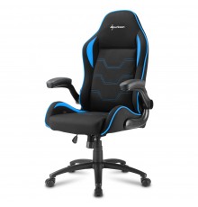 Игровое кресло Sharkoon Elbrus 1 компьютерное, до 120 кг, ткань/сталь/дерево, цвет  черный/синий                                                                                                                                                          