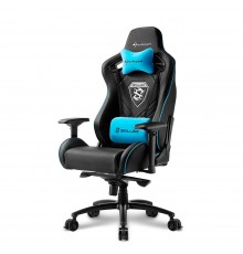 Игровое кресло Sharkoon Skiller SGS4 компьютерное, до 150 кг, кожа PU/PVC, цвет  черный/синий                                                                                                                                                             