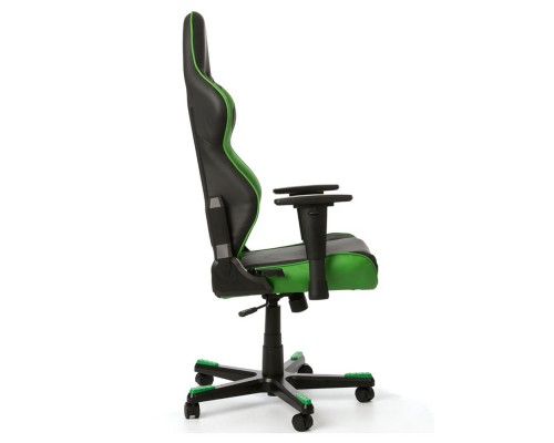 Игровое кресло DXRacer Racing OH/RE0/NE компьютерное, до 91 кг, кожа PU, металл, цвет  черный/зеленый