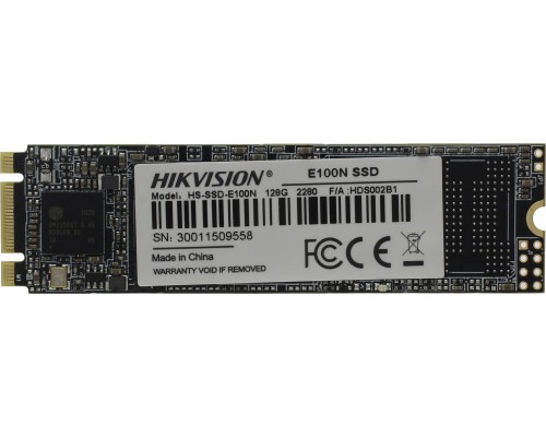 Твердотельный накопитель HikVision E100N HS-SSD-E100N/128G SSD, M.2, 128Gb, SATA III, чтение  530 Мб/сек, запись  450 Мб/сек, 3D NAND, SM2258XT, 35 TBW