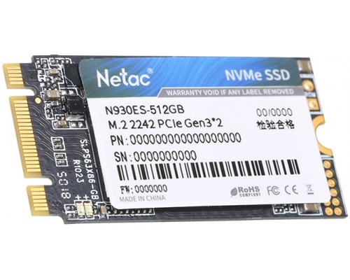Твердотельный накопитель Netac N930ES NT01N930ES-512G-E2X SSD, M.2, 512Gb, PCI-E x2, чтение  1650 Мб/сек, запись  1500 Мб/сек, TLC 3D NAND, NVMe