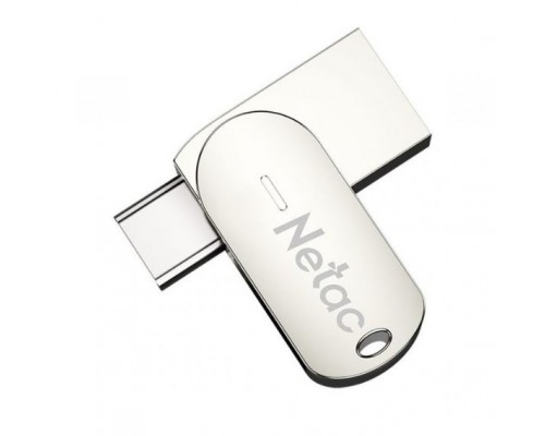 Флеш карта Netac U785C NT03U785C-064G-30PN 64Gb, USB 3.0 + USB Type C, поворотная крышка, металл, серебристый