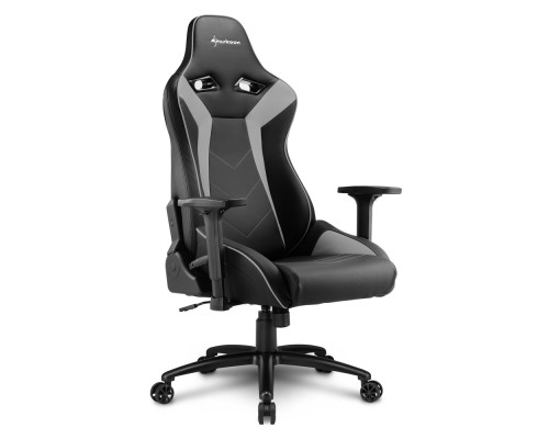 Игровое кресло Sharkoon Elbrus 3 компьютерное, до 150 кг, синтетическая кожа, сталь, цвет  черный/серый