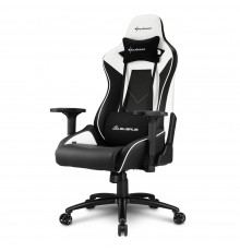 Игровое кресло Sharkoon Elbrus 3 компьютерное, до 150 кг, синтетическая кожа, сталь, цвет  черный/белый                                                                                                                                                   