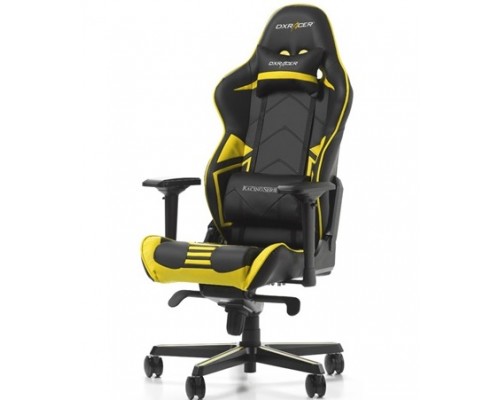 Игровое кресло DXRacer Racing OH/RV131/NY компьютерное, до 115 кг, винил под карбон/кожа PU, металл, цвет  черный/желтый