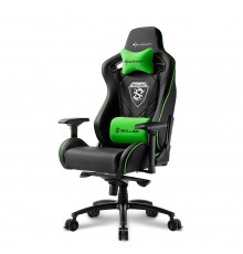 Игровое кресло Sharkoon Skiller SGS4 компьютерное, до 150 кг, кожа PU/PVC, цвет  черный/зеленый                                                                                                                                                           