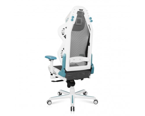 Игровое кресло DXRacer Air AIR/D7200/WQG компьютерное, до 100 кг, 4D, до 150 градусов, кожа PU, металл, цвет  белый/серый/голубой
